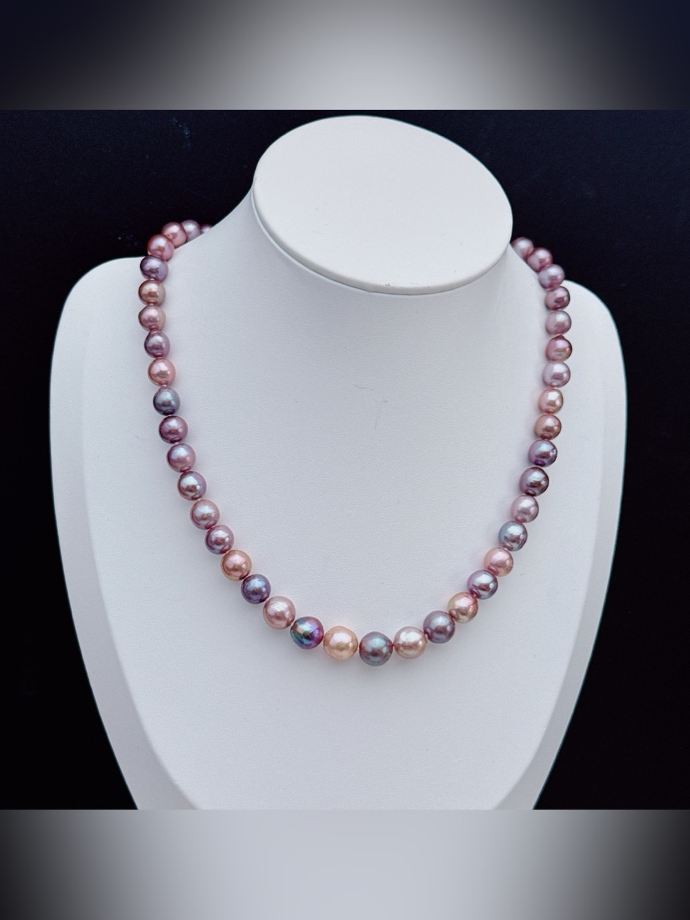 X815 Handmade Freshwater Edison Baroque Pearl Necklace Blueberry Luster - Picture 5 of 13